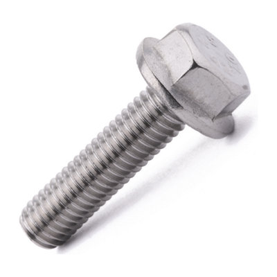 M8 X 35 Hex Non-Serrated Flange Screw 10 Pack DIN 6921 A4 Stainless Steel