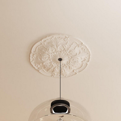 M80 Ceiling Rose - Medallion Lightweight Resin Ornate Decor Traditional Light Chandelier Feature Paintable Ceiling Centre 60cm