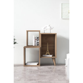 Mabel Bedside Table Bookshelf with 3 Storage Shelves, 60 x 27 x 65 cm Free Standing Shelves, Oak