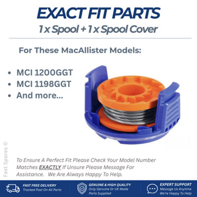 Mac Allister MCI1198GGT Spool & Line + Cover Cap for Trimmer Strimmer ...
