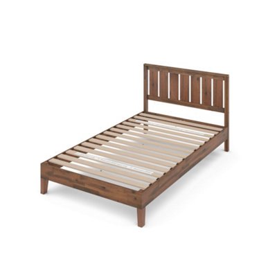 Dark wood store platform bed king