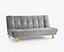 Macey 3 Seater Grey Velvet Recliner Clic Clac Wooden Legs Tufted Back Sofa Bed