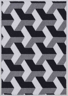 Machine Washable Chevron Design Anti Slip Doormats Grey 160x220 cm