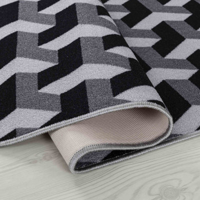 Machine Washable Chevron Design Anti Slip Doormats Grey 40x60 cm