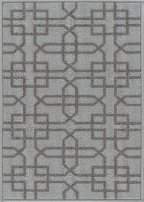 Machine Washable Cubed Trellis Design Anti Slip Doormats Silver 160x220 cm