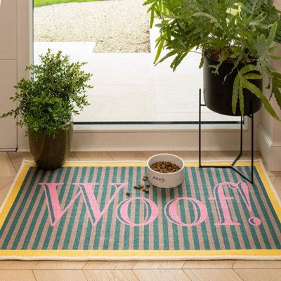 Machine Washable Doormat Grey Striped Non Slip Front Door Mat 60cm