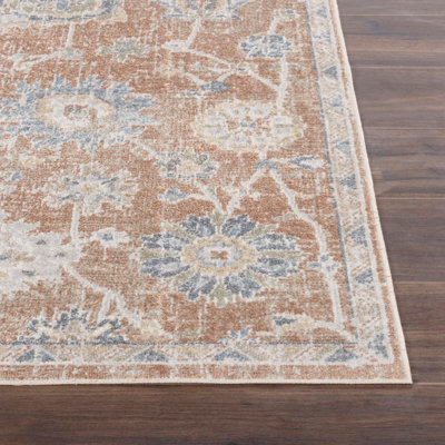 Machine Washable Oriental Boho Burnt Orange Ruby Area Rug 200 x 275 cm ...