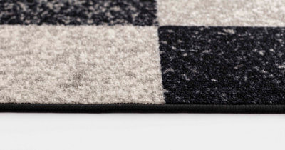 Machine Washable Square Design Anti Slip Doormats Black 57x90 cm