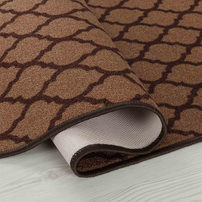 Machine Washable Trellis Design Anti Slip Doormats Beige 80x300 cm