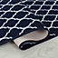 Machine Washable Trellis Design Anti Slip Doormats Navy 80x150 cm