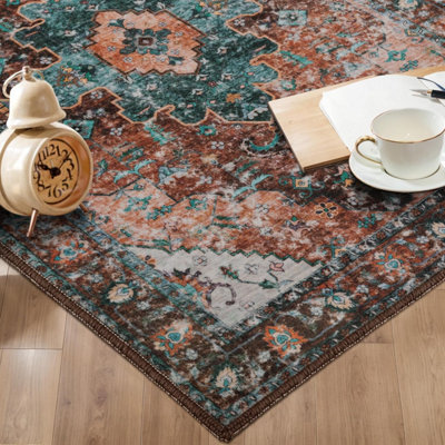 Machine washable vintage style rug, 2 X 3 ft small bohemian rug