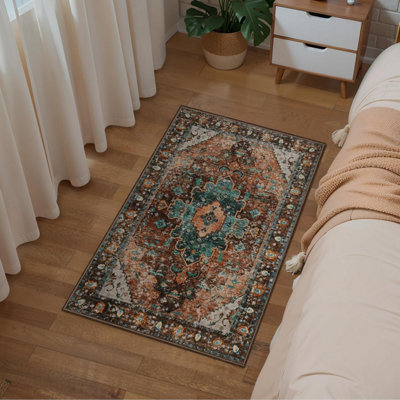 Machine washable vintage style rug, 2 X 3 ft small bohemian rug