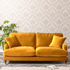 Mackenzie 3 Seat Velvet Sofa - Mustard