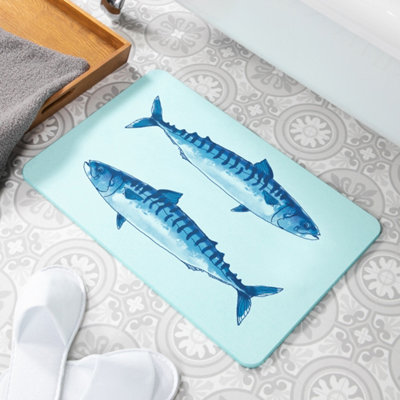 Mackerel Blue Non Slip Stone Bath Mat