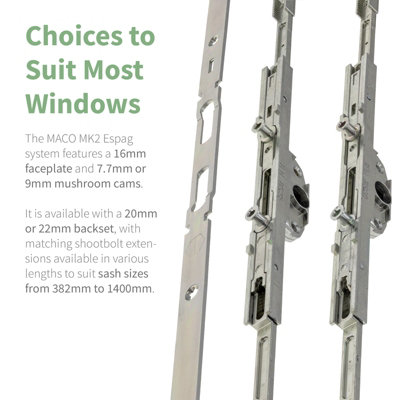 MACO MK2 Non-Croppable Espag Shootbolt Window Lock Extension Rods ...