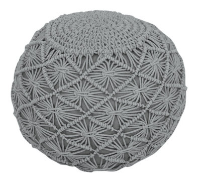 Curated visual reference: Visual Reference: Macrame Traditonal Round Pouffe Decor Ottoman 100 Cotton Handmade Silver