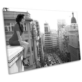 Mad Madrid Fashion City Rooftops CANVAS WALL ART Print Picture (H)30cm x (W)46cm