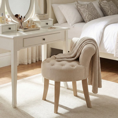 dressing table beige Maddie Stool With Back, White Washed Wood, Cushion makeup and hair styling lace-applique Reclaimed Vintage - Mini Dress style:Skirt + Corset