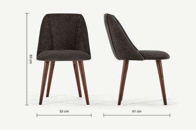 MADE Lule Dining Chairs in Otter Grey Velvet with Walnut Legs Design