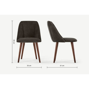 MADE Lule Dining Chairs in Otter Grey Velvet with Walnut Legs Design - Pack of 2
