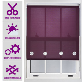 Made to Measure Daylight Roller Blind with Big Round Eyelets - (W)120cm x (L)210cm Aubergine by Furnished