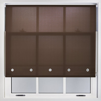 Made to Measure Daylight Roller Blind with Chrome Round Eyelets by Furnished - Mocha (W)210cm x (L)165cm