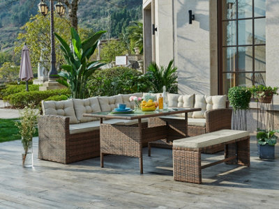 Outdoor dining on sale set corner