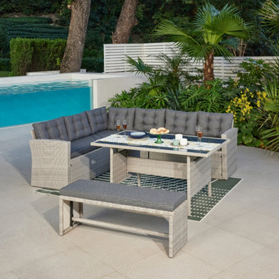 Grey rattan corner hot sale