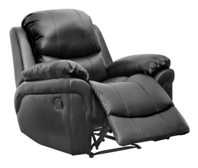 Madison Bonded Leather Recliner Armchair Sofa Home Lounge Chair Reclining Gaming (Black)