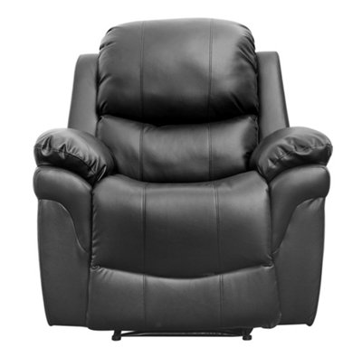 Madison Bonded Leather Recliner Armchair Sofa Home Lounge Chair Reclining Gaming (Black)