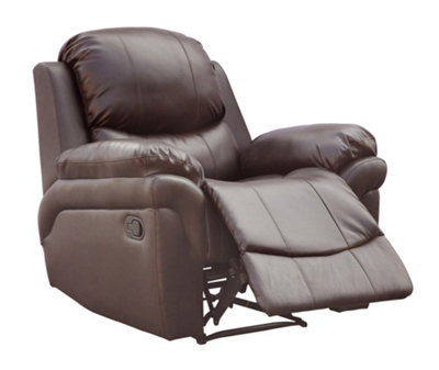 Madison Bonded Leather Recliner Armchair Sofa Home Lounge Chair Reclining Gaming (Brown)