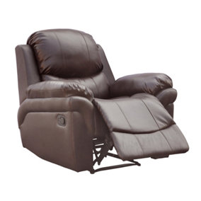 MADISON BONDED LEATHER RECLINER ARMCHAIR SOFA HOME LOUNGE CHAIR RECLINING GAMING (Brown)