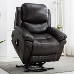 Madison Dual Motor Electric Riser Rise Recliner Bonded Leather Armchair Electric Lift Chair (Brown)