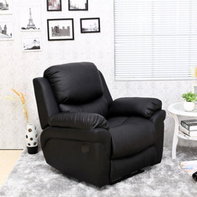 MADISON ELECTRIC BONDED LEATHER AUTOMATIC RECLINER ARMCHAIR SOFA HOME LOUNGE CHAIR (Black)