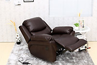 MADISON ELECTRIC BONDED LEATHER AUTOMATIC RECLINER ARMCHAIR SOFA HOME LOUNGE CHAIR (Brown)