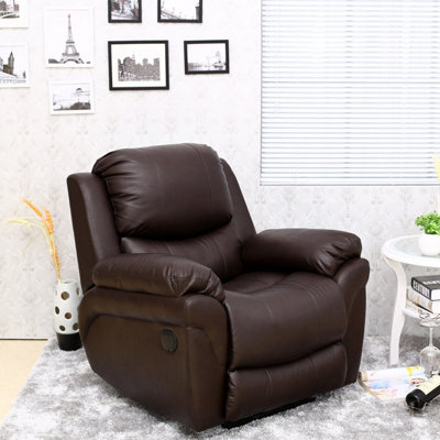 Brown leather outlet armchair recliner