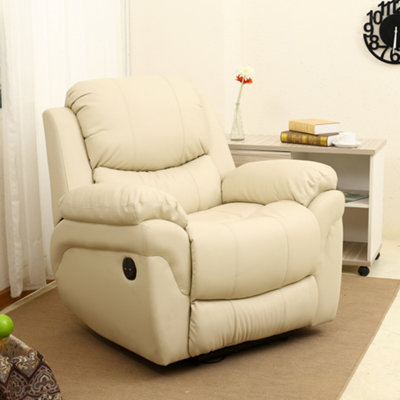 Madison Electric Bonded Leather Automatic Recliner Armchair Sofa Home Lounge Chair (Cream)