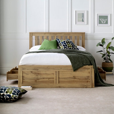 Wooden double store bed base only