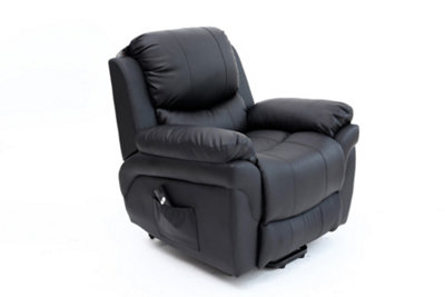 Madison Single Motor Electric Riser Rise Recliner Bonded Leather Armchair Electric Lift Chair (Black)
