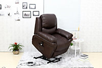 MADISON SINGLE MOTOR ELECTRIC RISER RISE RECLINER BONDED LEATHER ARMCHAIR ELECTRIC LIFT CHAIR (Brown)
