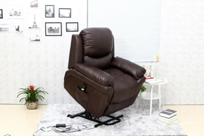 Madison Single Motor Electric Riser Rise Recliner Bonded Leather Armchair Electric Lift Chair (Brown)