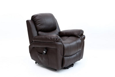 Madison Single Motor Electric Riser Rise Recliner Bonded Leather Armchair Electric Lift Chair (Brown)