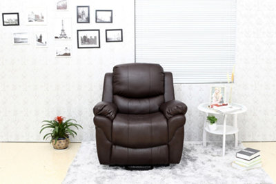 Madison Single Motor Electric Riser Rise Recliner Bonded Leather Armchair Electric Lift Chair (Brown)