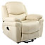 MADISON SINGLE MOTOR ELECTRIC RISER RISE RECLINER BONDED LEATHER ARMCHAIR ELECTRIC LIFT CHAIR (Cream)