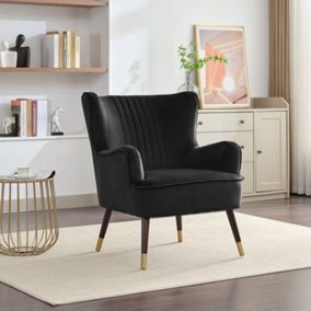 Madison Velvet Fabric Accent Chair - Black