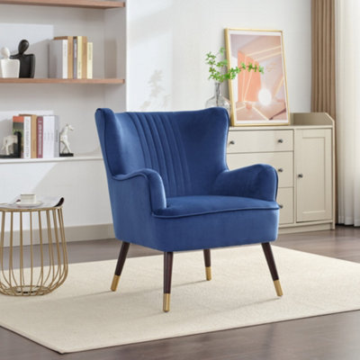 Madison Velvet Fabric Accent Chair - Dark Blue | DIY at B&Q