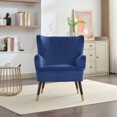 Madison Velvet Fabric Accent Chair - Dark Blue