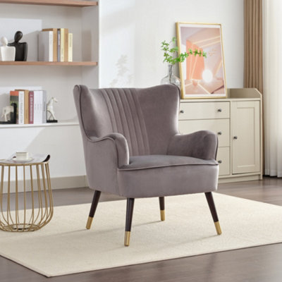 Madison Velvet Fabric Accent Chair Grey DIY At B Q   Madison Velvet Fabric Accent Chair Grey~5060980889120 01c MP