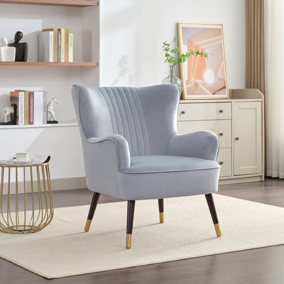 Madison Velvet Fabric Accent Chair Light Blue