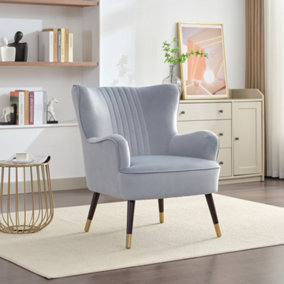 Madison Velvet Fabric Accent Chair - Light Blue